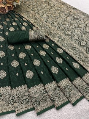 Bottle Green Banarasi Silk Saree