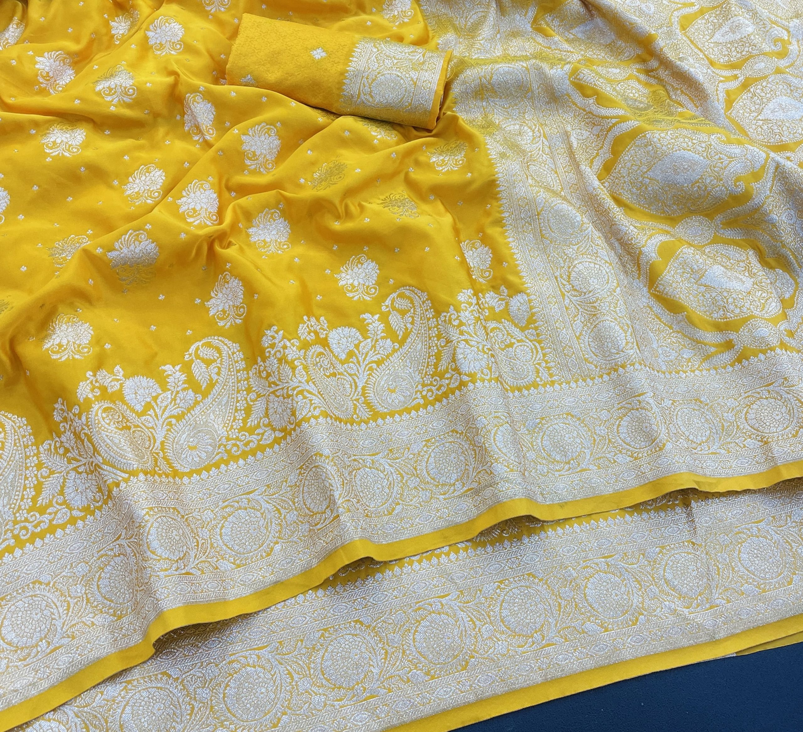 Yellow Banarasi Silk Saree