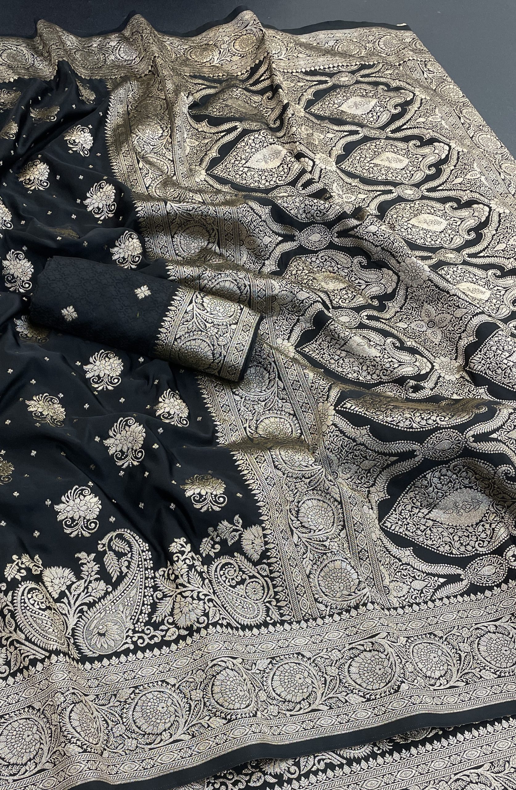 Black Banarasi Silk Saree