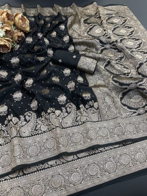 Black Banarasi Silk Saree