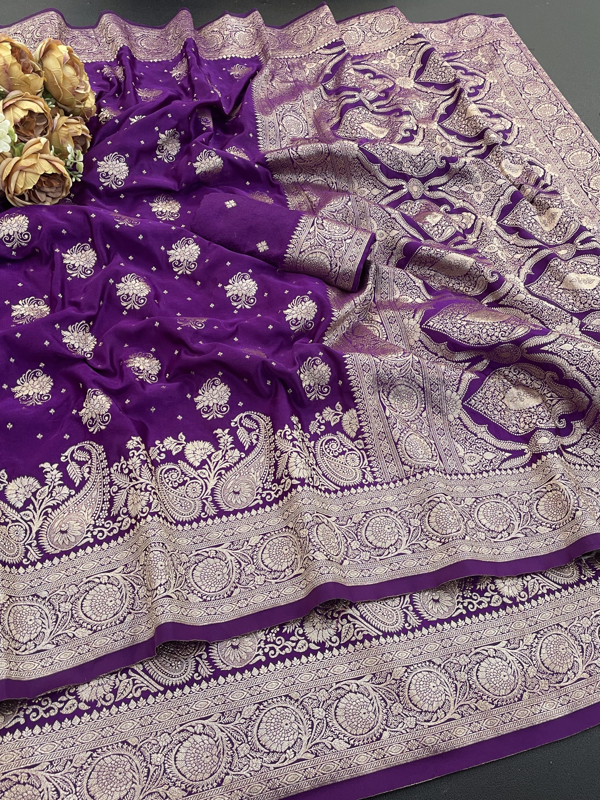 Bottle Green Banarasi Silk Saree