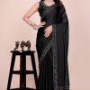 Dark blue dream girl stonework satin saree