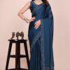 Dark blue dream girl stonework satin saree