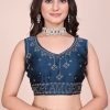 Dark blue dream girl stonework satin saree