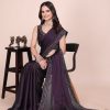 Dark blue dream girl stonework satin saree