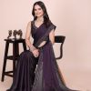 Dark blue dream girl stonework satin saree