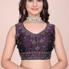 Dark blue dream girl stonework satin saree