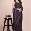 Dark blue dream girl stonework satin saree