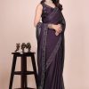 Dark blue dream girl stonework satin saree