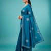 Teal Blue Casual & Festive Wear Saree with Stone work Design
