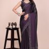 Dark blue dream girl stonework satin saree