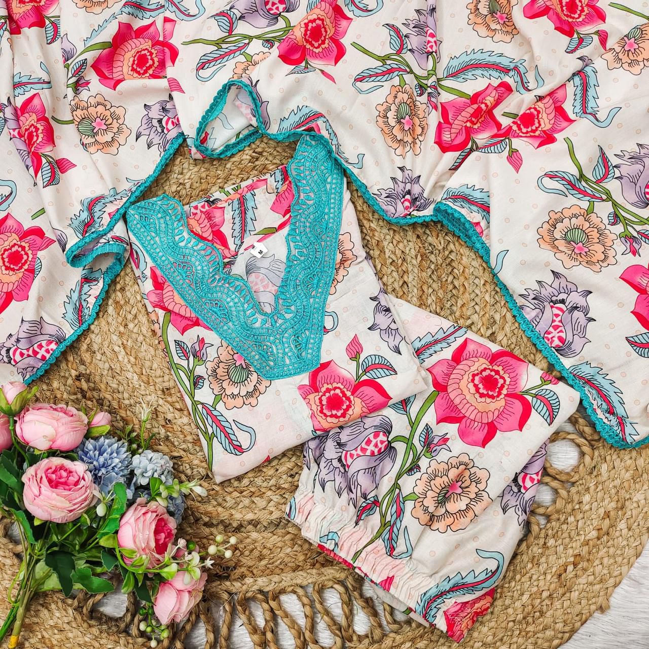 Embrace elegance with our abstract floral Suit Set