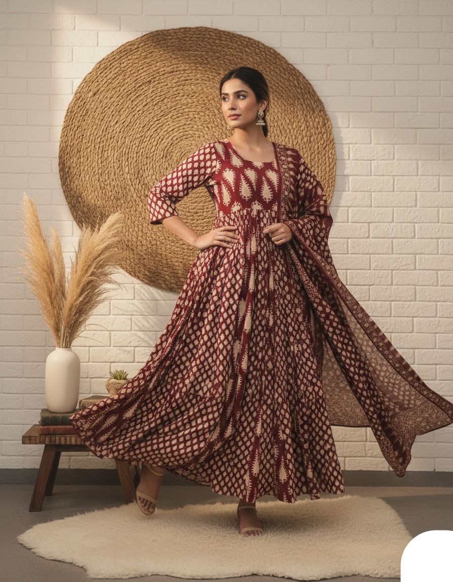 New Anarkali Heavy Cool Cotton Set