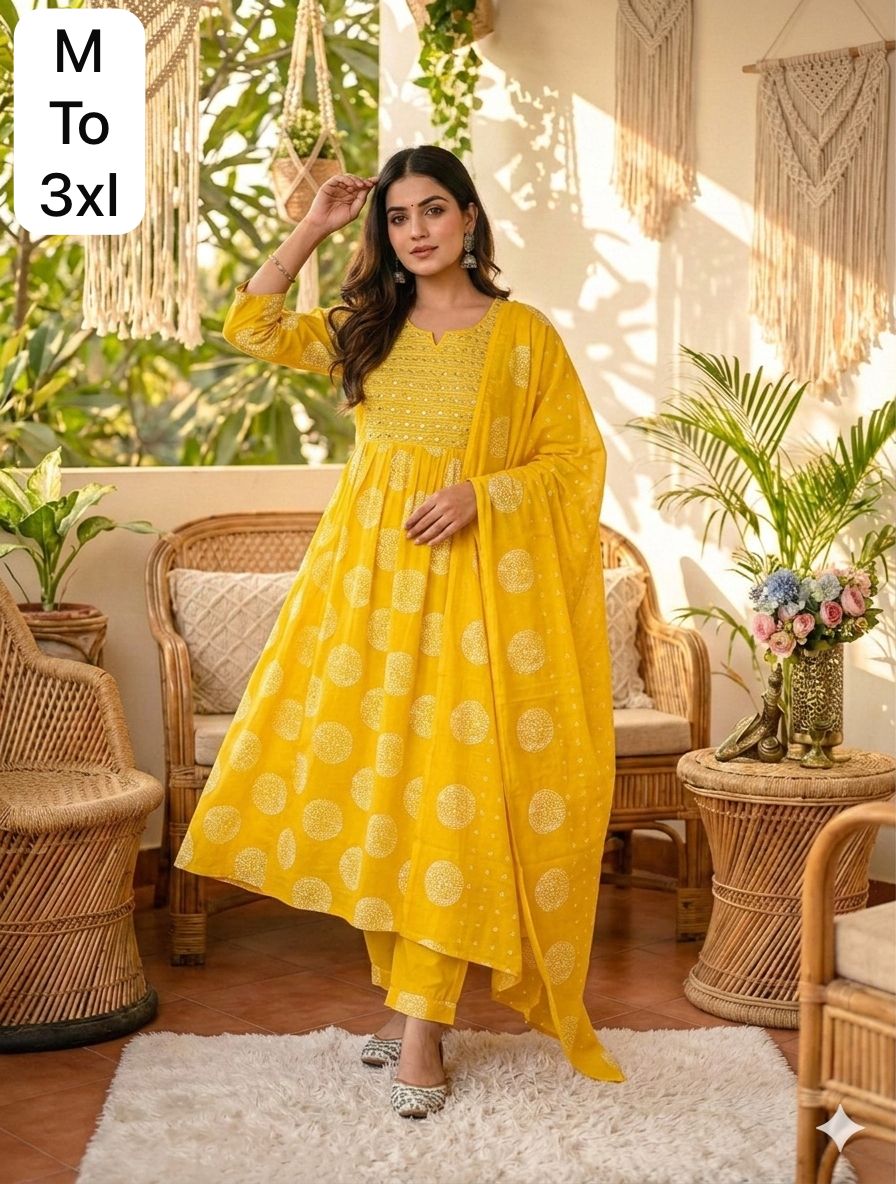 Mustard Beutiful Duppta Full 3 Piece Set