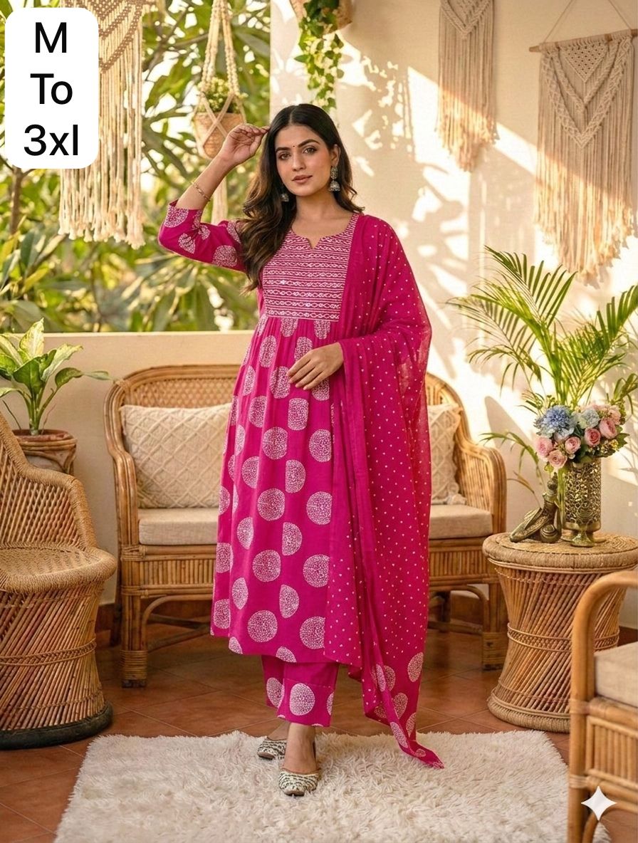 Magenta Beutiful Duppta Full 3 Piece Set