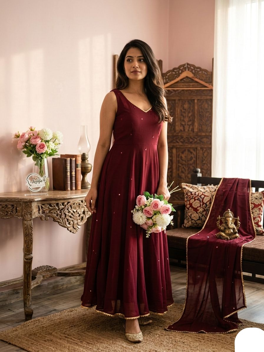 Anarkali  Gown With Dupatta