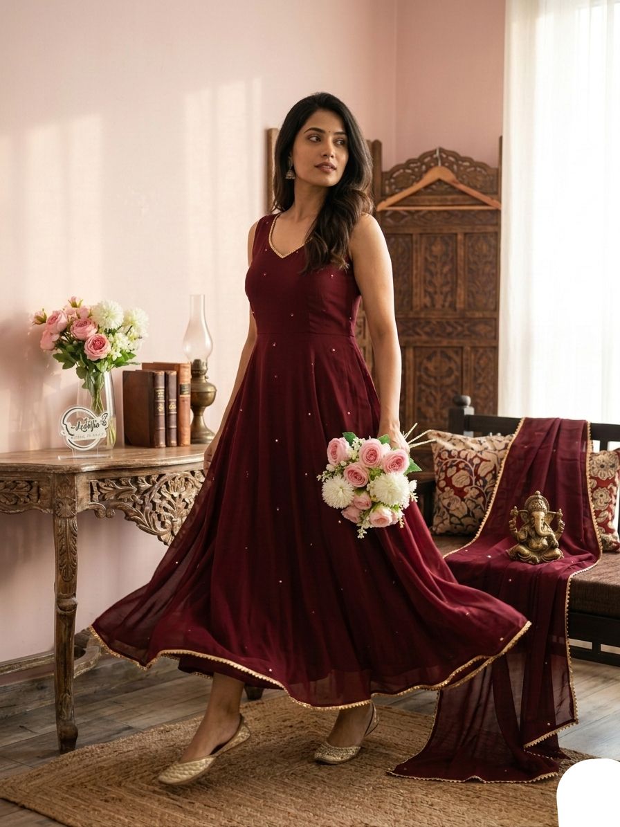 Anarkali  Gown With Dupatta