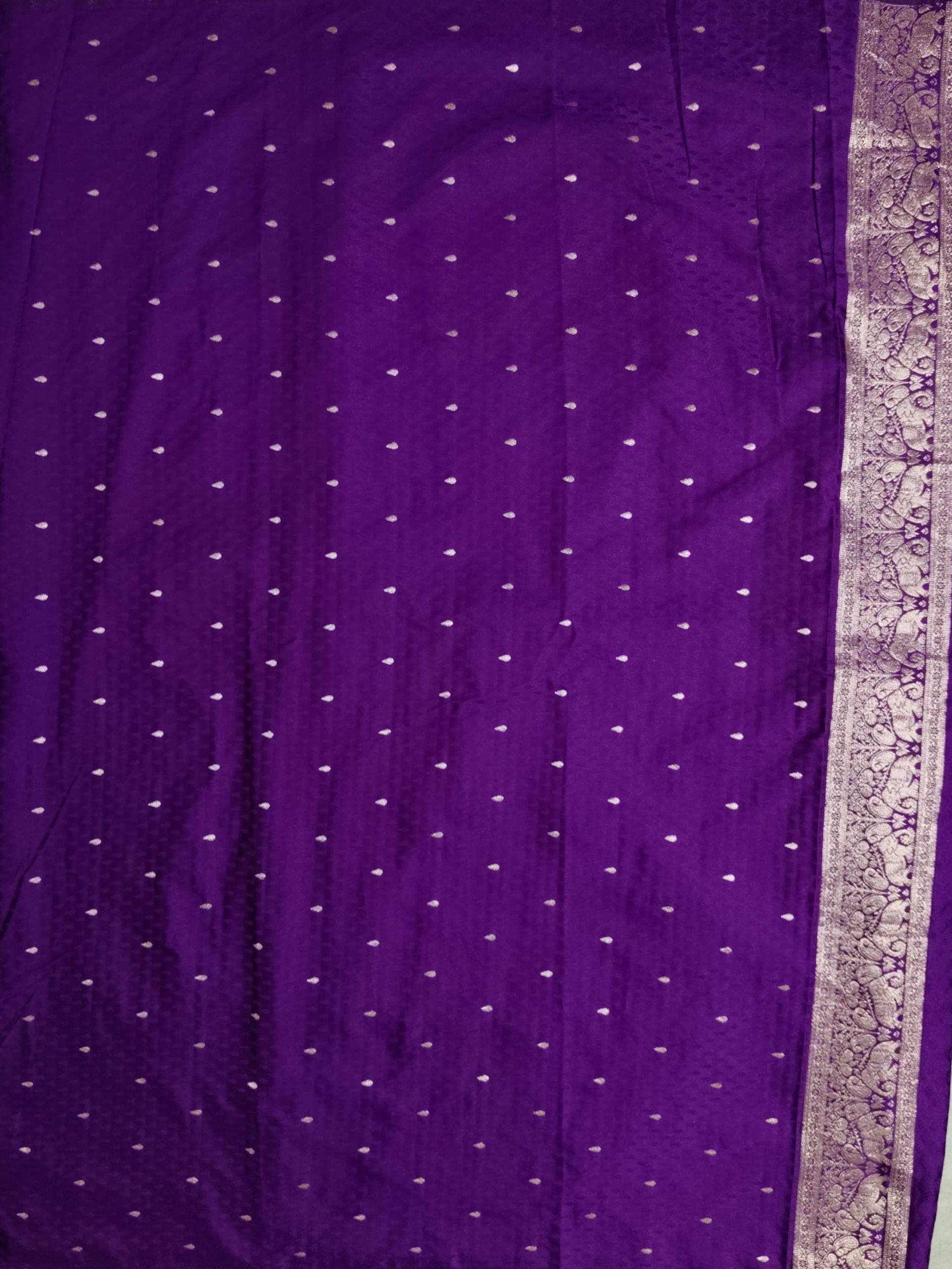 Royal Purple Banarasi Silk Saree with Elephant Border