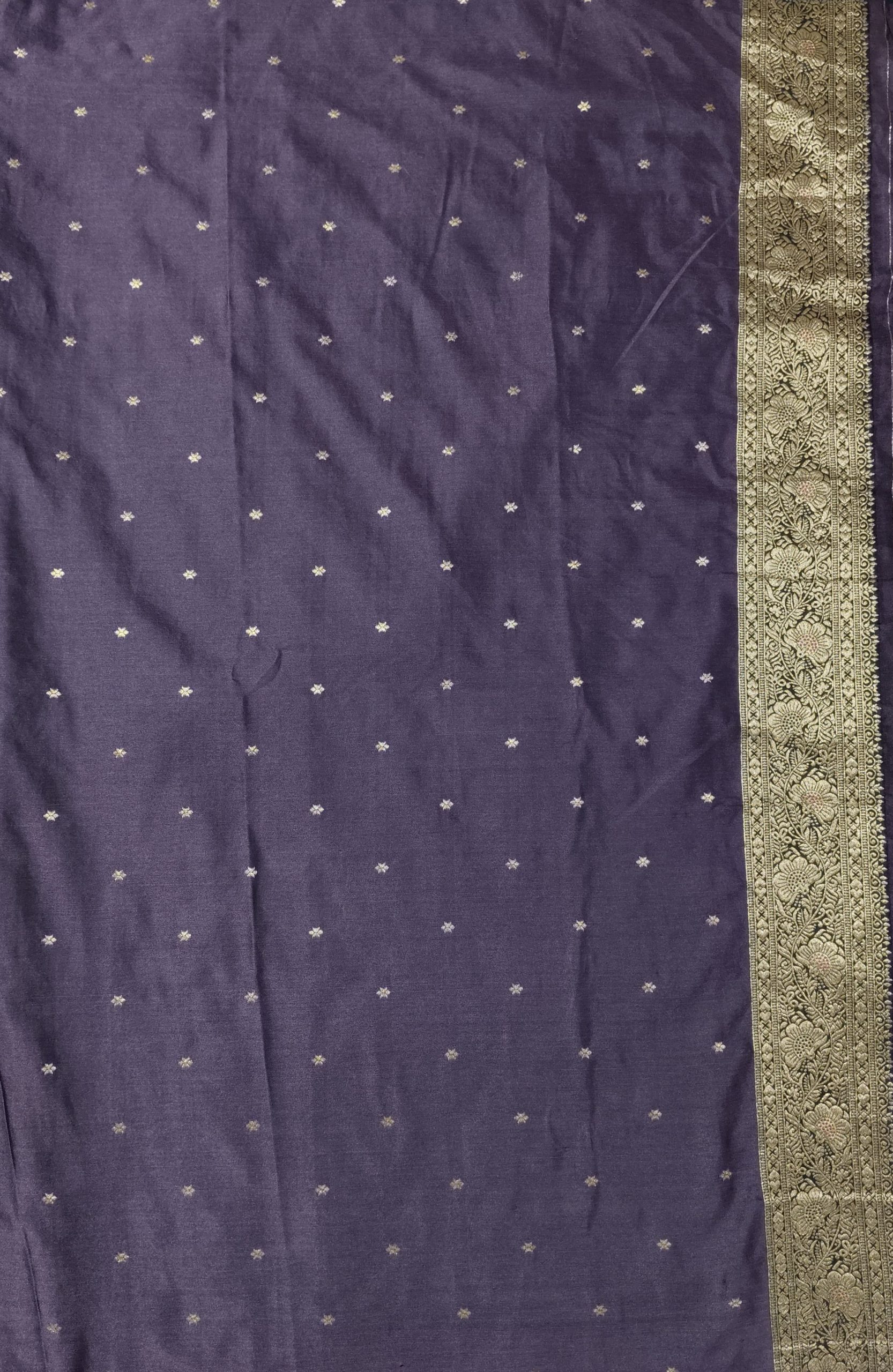 Dusty Purple Banarasi Silk Saree with Blue Border
