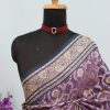 Dusty Purple Banarasi Silk Saree with Blue Border