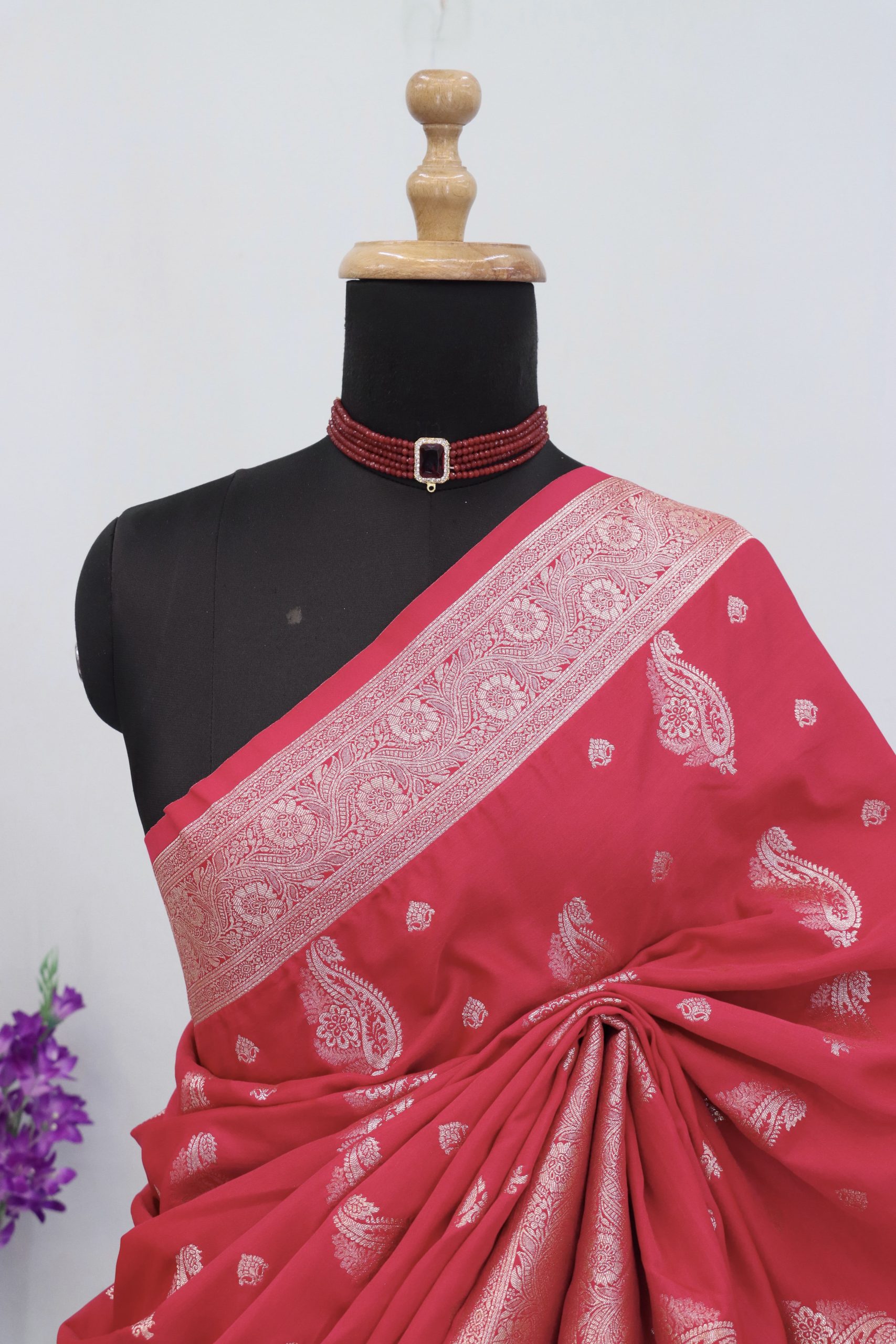 Rani Pink Banarasi Silk Saree