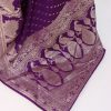 Royal Purple Banarasi Silk Saree with Elephant Border