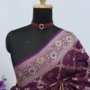 Plum Purple Banarasi Silk Saree with Multicolor Buti