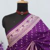 Royal Purple Banarasi Silk Saree with Elephant Border