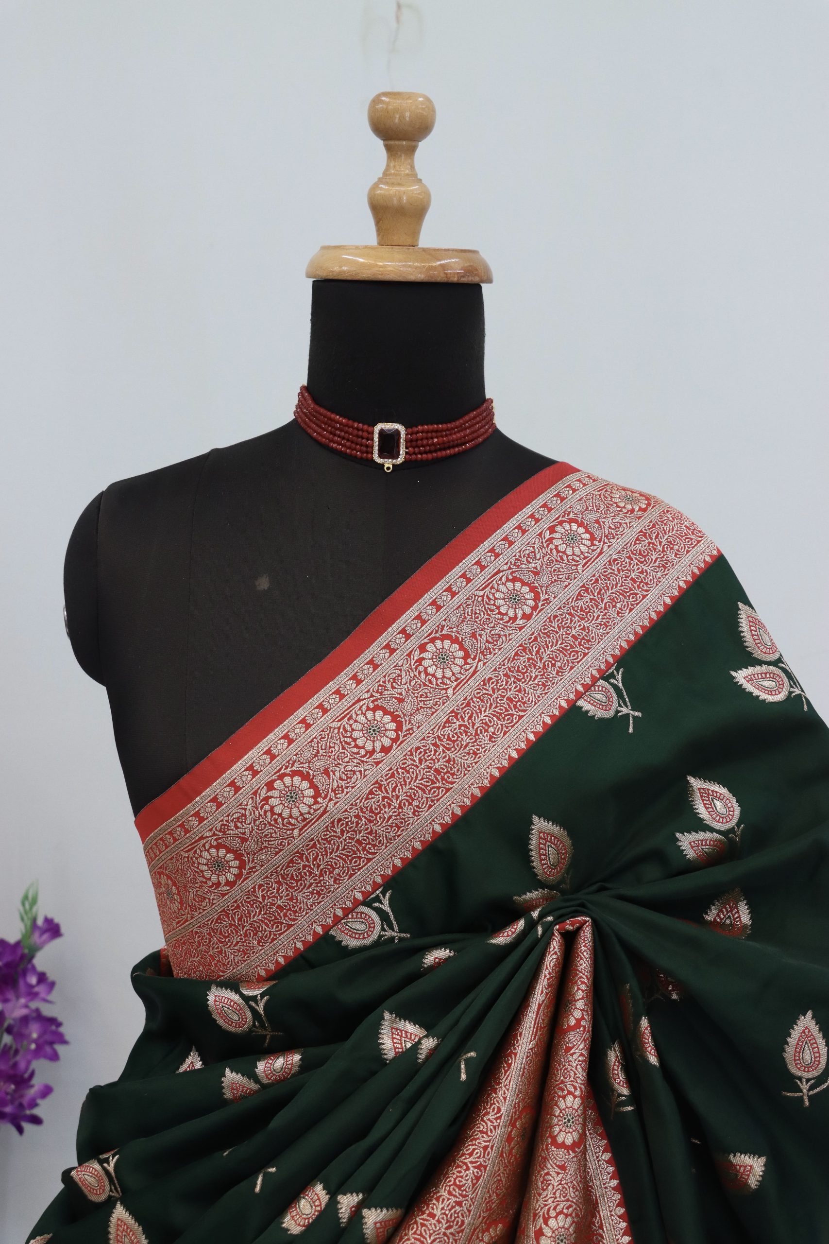 Crimson Red Banarasi Silk Saree