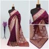 Wine Purple Banarasi Silk Saree