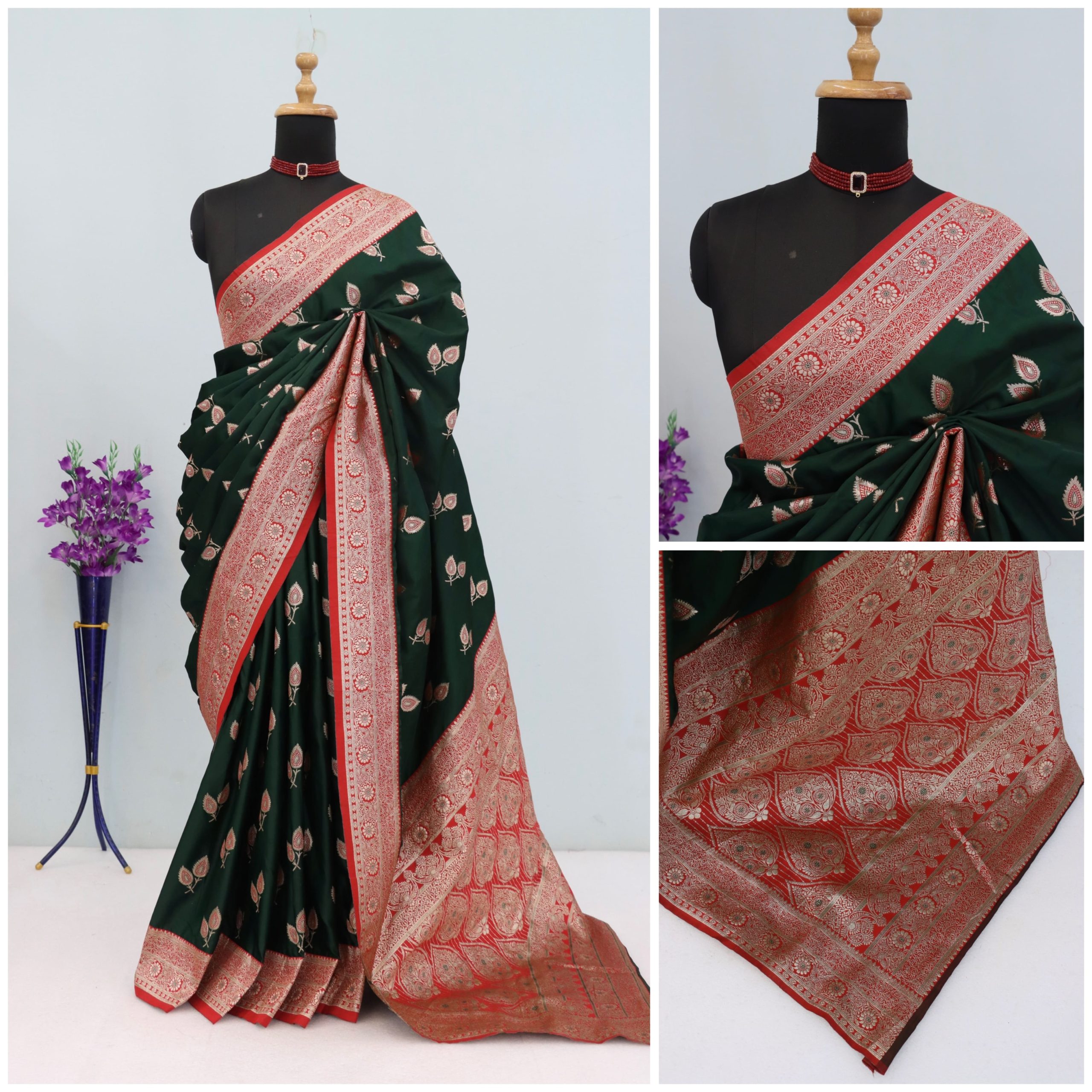 Crimson Red Banarasi Silk Saree