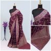 Plum Purple Banarasi Silk Saree with Multicolor Buti