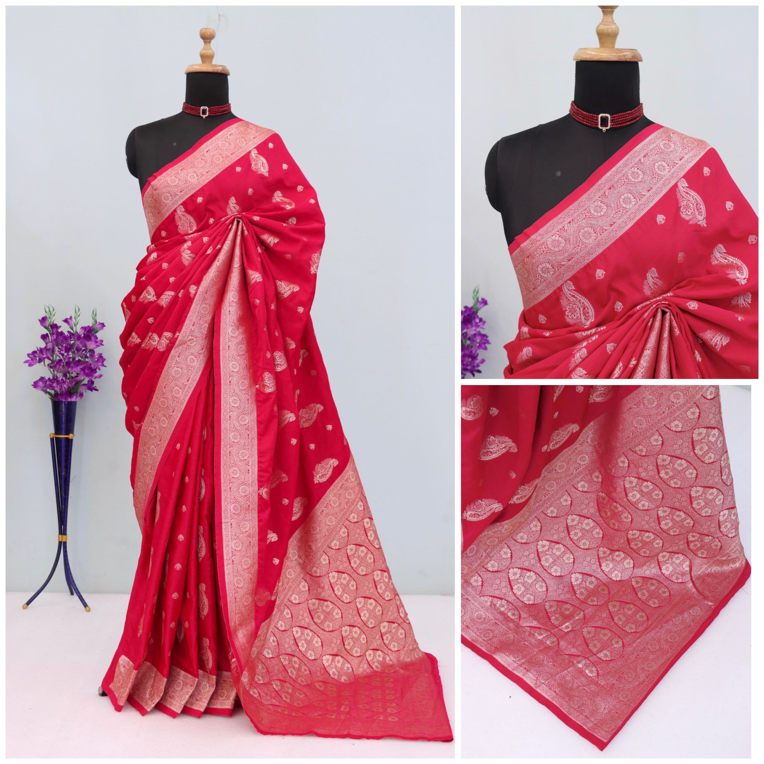 Rani Pink Banarasi Silk Saree