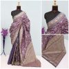 Dusty Purple Banarasi Silk Saree with Blue Border